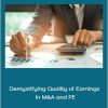 James Miller & Michael Lenkowski - Demystifying Quality of Earnings in M&A and PE